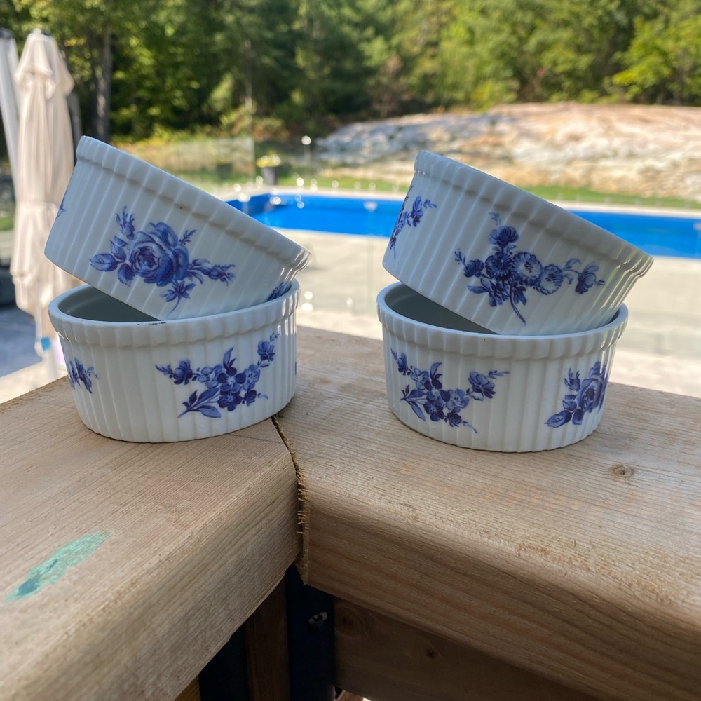 Apilco Blue Floral Ramekin Set - Made in France